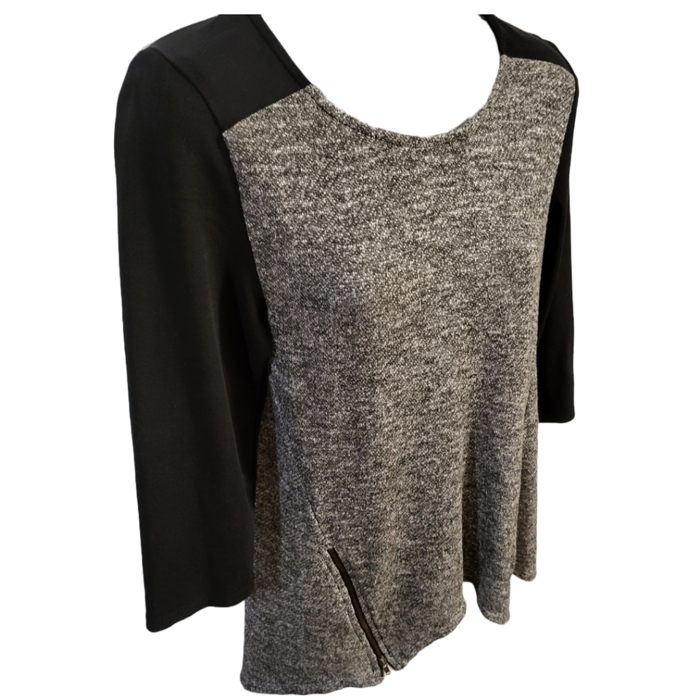 SIS Heathered Black/Black 3/4 Stretch Sleeve & Zippers sz S  EUC